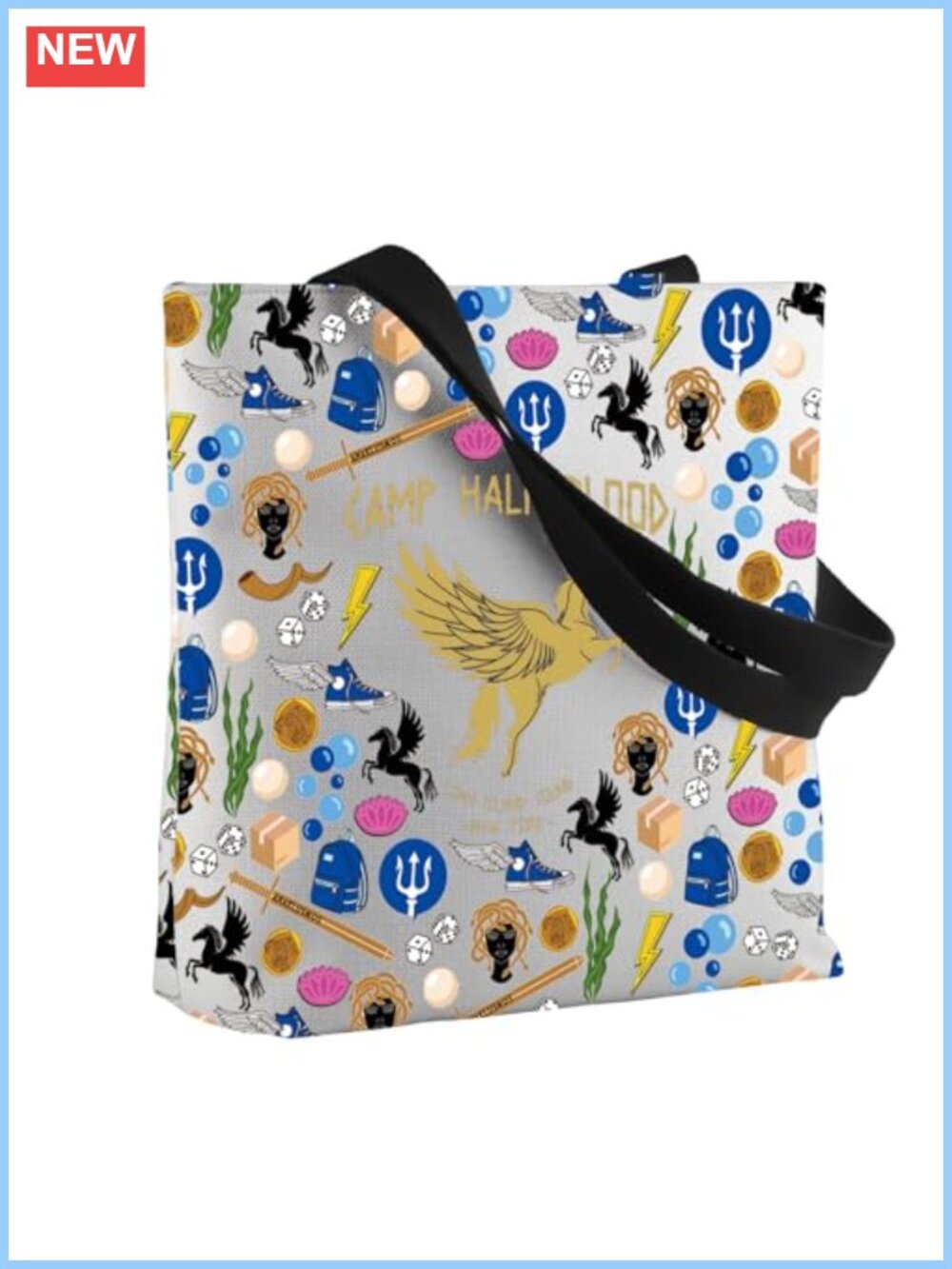 Greek Mythology Percy Crossbody Bag Cotton Canvas Tote with Zipper Pockets
